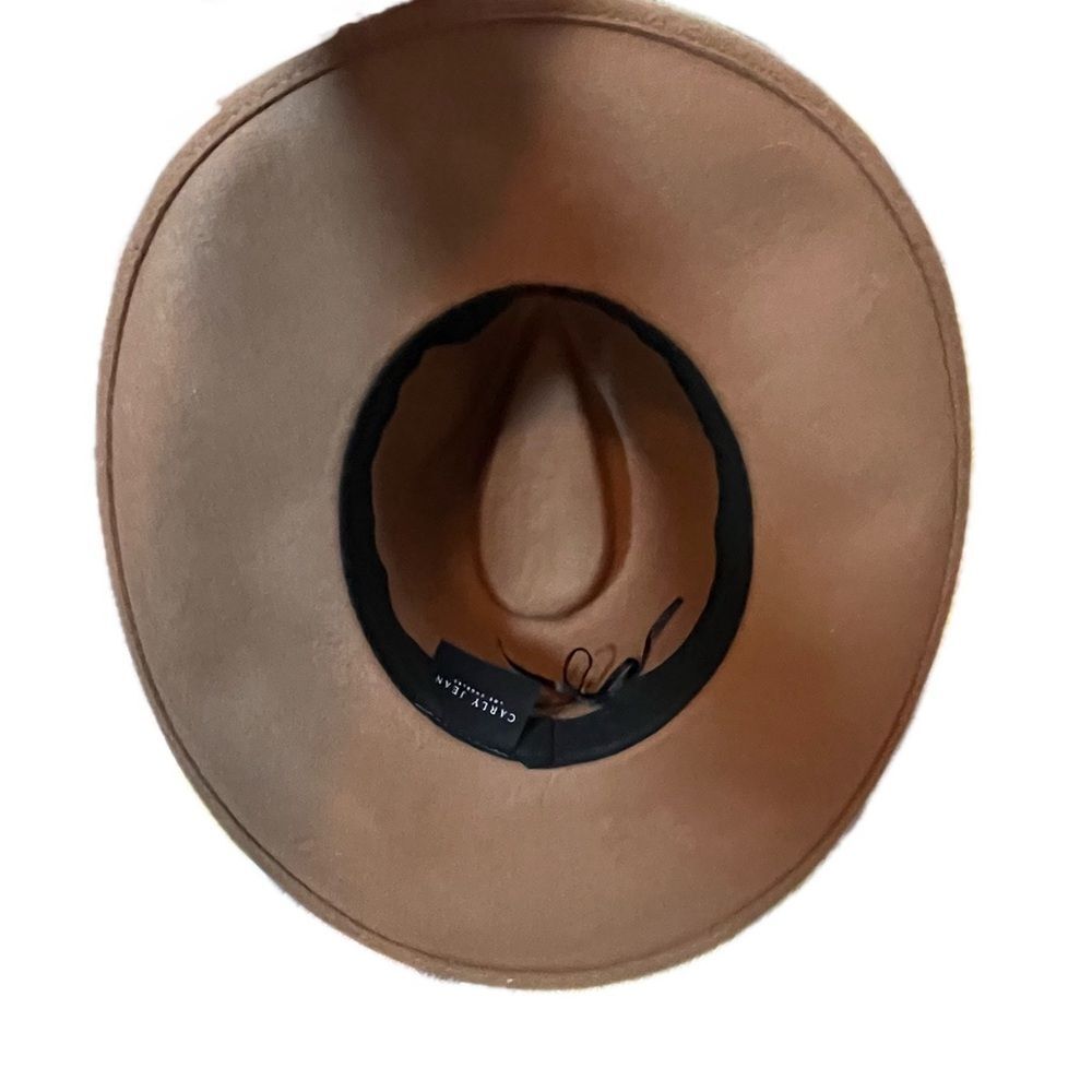 Carly Jean Los Angeles Brown Wide Brim Adjustable Ban Fedora Hat - Picture 5 of 6